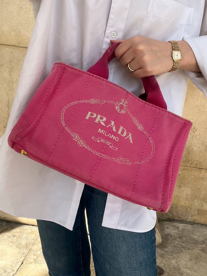 Prada Canape Canvas Tote Bag Shopper in Pink Tasche in München