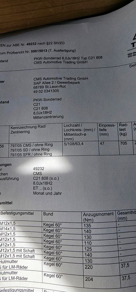 18 Zoll Alu Winterräder / Winterreifen Ford Kuga in Harsefeld