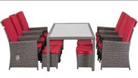 XXL Luxus Premium Garten Polyrattan Lounge SET grau-rot Gartenmöb Bayern - Hofkirchen Vorschau