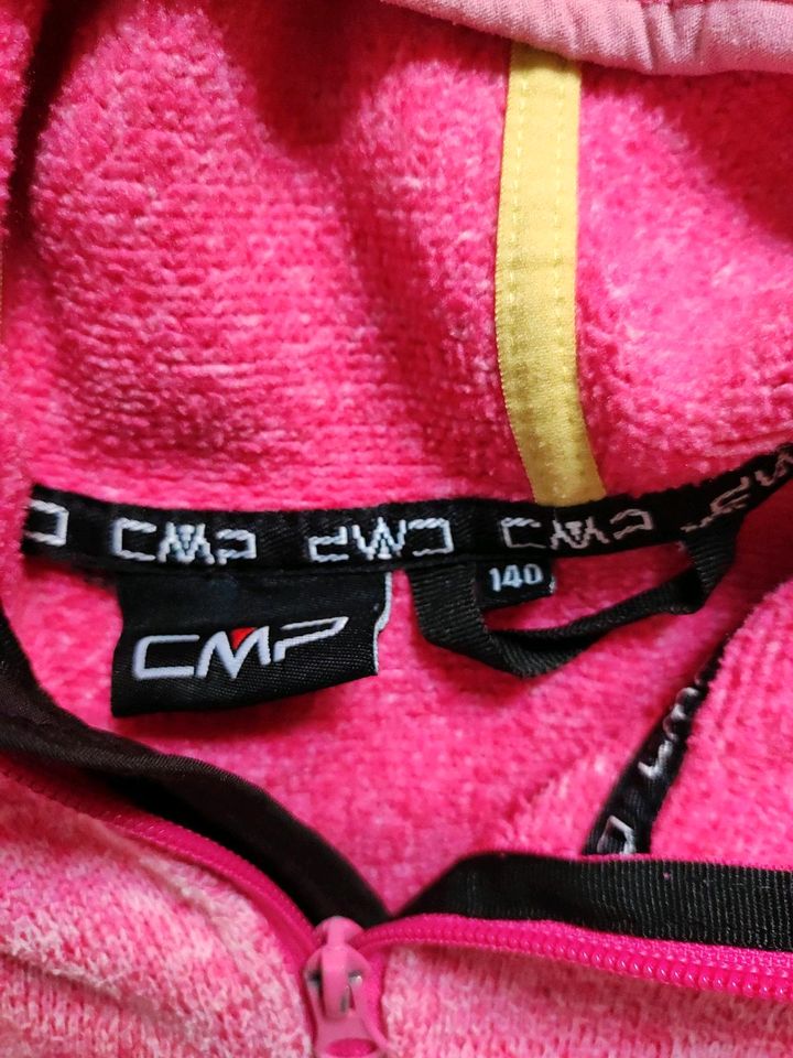 Pink melierte Fleecejacke mit Kapuze von CMP, Größe 140 in Meinerzhagen
