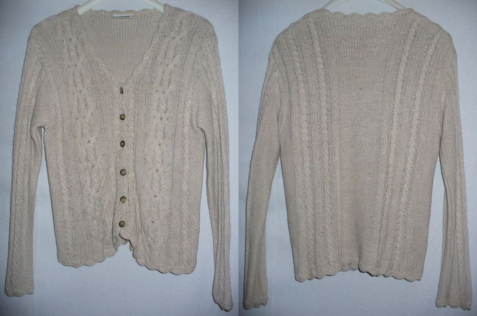 WOMAN Cardigan Strickjacke Weste M 100% Seide Silk Soire ecru in Obernkirchen