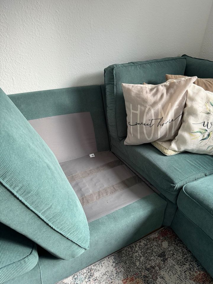 IKEA KIVIK Ecksofa Couch 4-sitzig grautürkis grün Kord in Bad Honnef