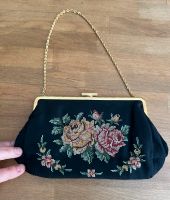 Vintage Designer Abend-Handtasche schwarz mit Stickerei Sachsen-Anhalt - Halle Vorschau