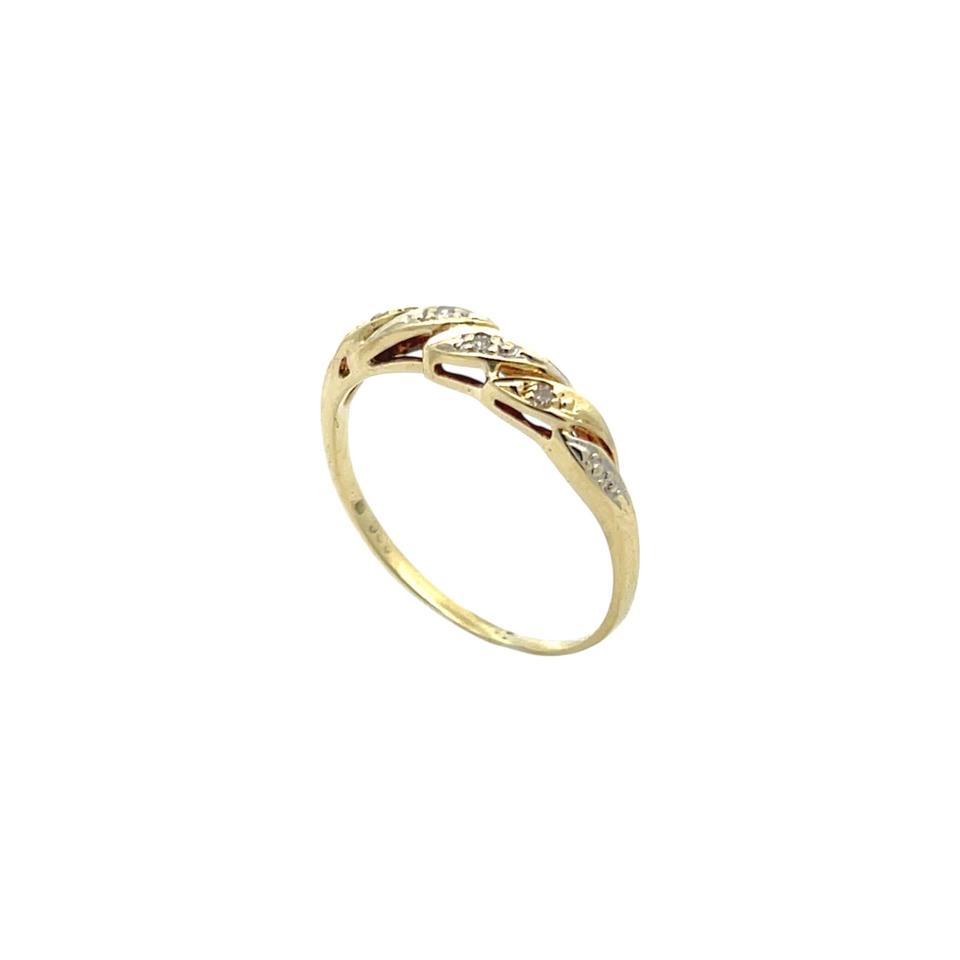14 kt Gold Damenring mit 0.04 ct Diamanten - Gr 57 EU in Leimen
