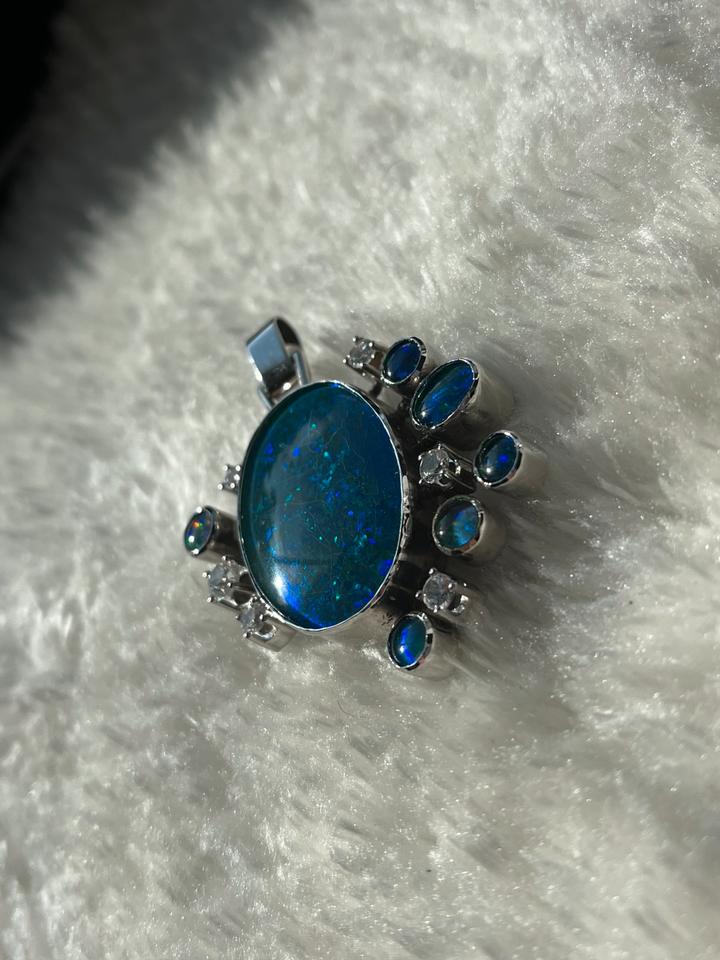 Gold weißgold Opal Zirkonia Anhänger Schmuck Kette Unikat in Troisdorf