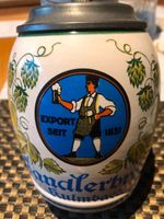 Sandlerbräu Kulmbach ULMER KERAMIK KRUG/FLASCHE mit Zinndeck Nordrhein-Westfalen - Bad Salzuflen Vorschau