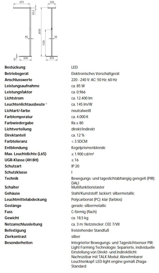Stehleuchte Waldmann LED DPS 372/R in Regis-Breitingen