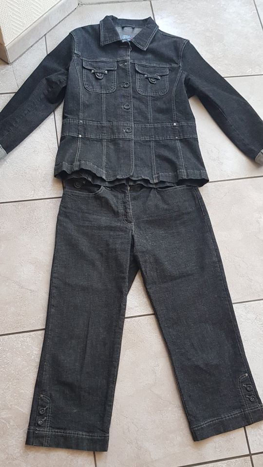 Damen-Jeans-Anzug schwarz Gr. 38/40 in Moormerland