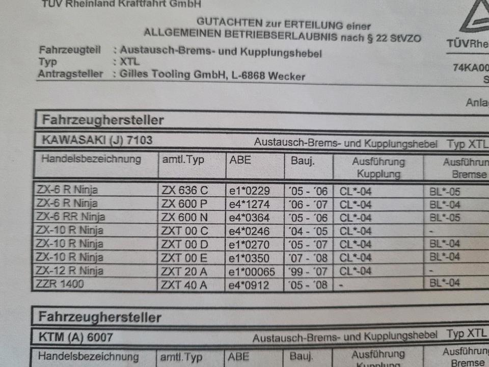 Gilles X-Treme Lever GT Brems- Kupplungshebel ZX6R Kawasaki in Berlin