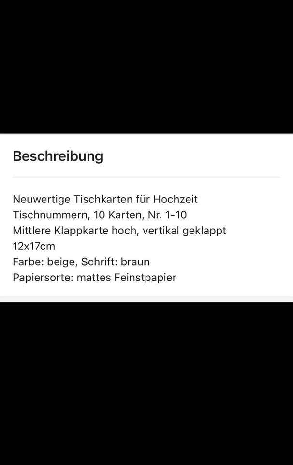 Tischnummern, Tischkarten für Hochzeit, Nr.1-10 ⭐️neuwertig⭐️ in Longkamp