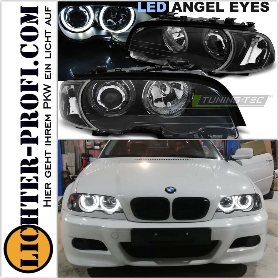 Led Angel Eyes Scheinwerfer schwarz für BMW E46 Coupé Cabrio 99- in Hessen  - Calden, Tuning & Styling Anzeigen