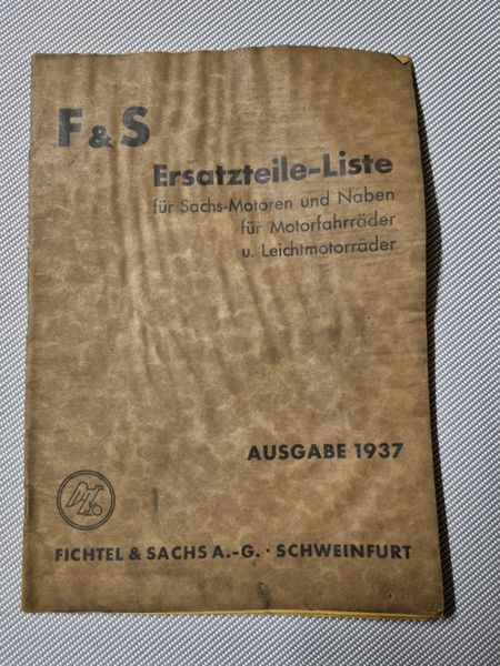 Fichtel & Sachs Ersatzteile Liste Original 1937 Oldtimer Motorrad in  Sachsen-Anhalt - Stendal | Motorradersatz- & Reperaturteile | eBay  Kleinanzeigen ist jetzt Kleinanzeigen