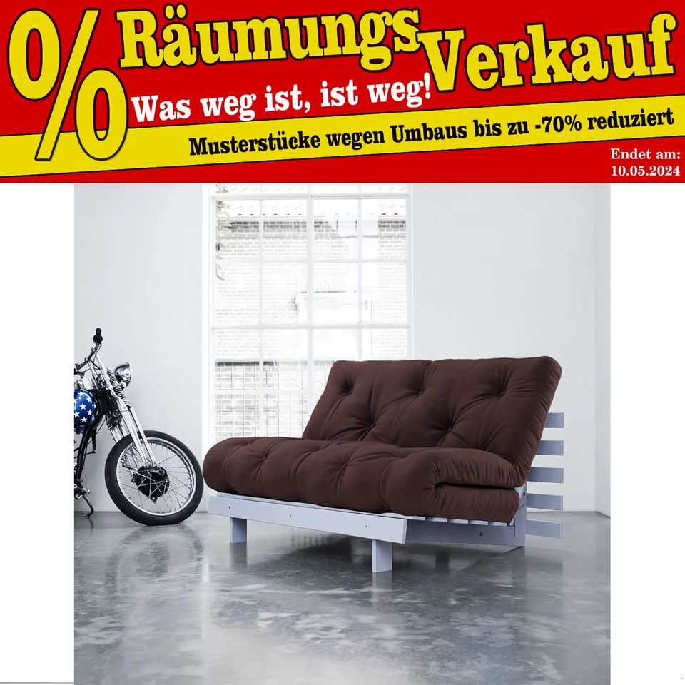 Couch Sofa Schlafsofa Klappsofa Roots grau / braun Muster in Witten