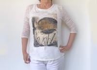 weiß-goldenes Damen Shirt, 3/4 Arm, Gr. 44 Saarland - St. Wendel Vorschau