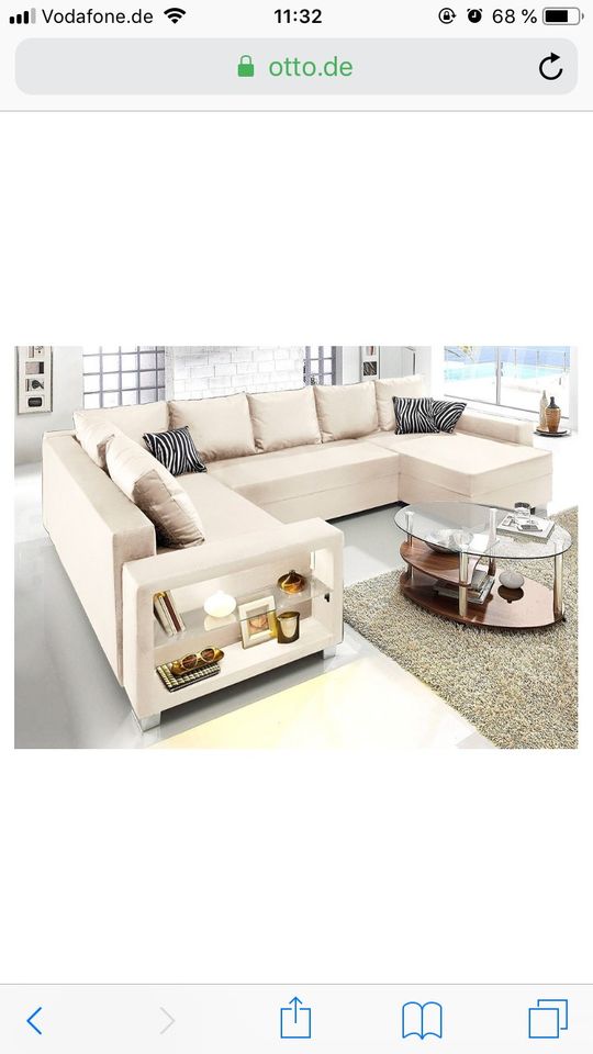 U-Couch Sofa beige Creme Microfaser Federkern in Köln