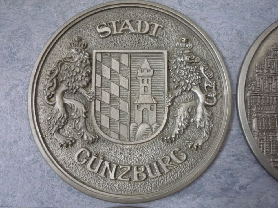 Stadtmedaille/Städtemedaille Zinn Günzburg/Fürstenau/Hameln in Augsburg