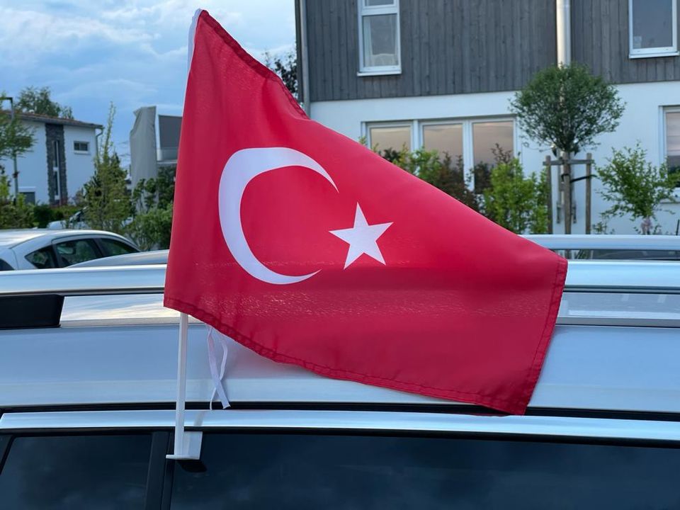 2x Türk Bayragi Konvoy Bayragi Araç Cami Flama Türkiye Türkei TR in Sindelfingen