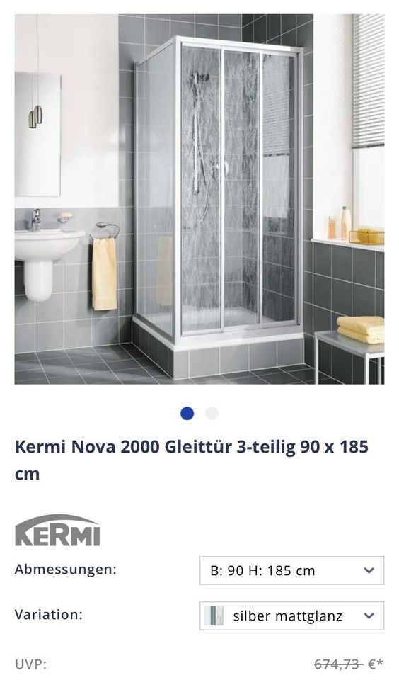 Kermi Nova 2000 Gleittür 3 teilig 90*185 ohne OVP neu Duschtür in Panketal