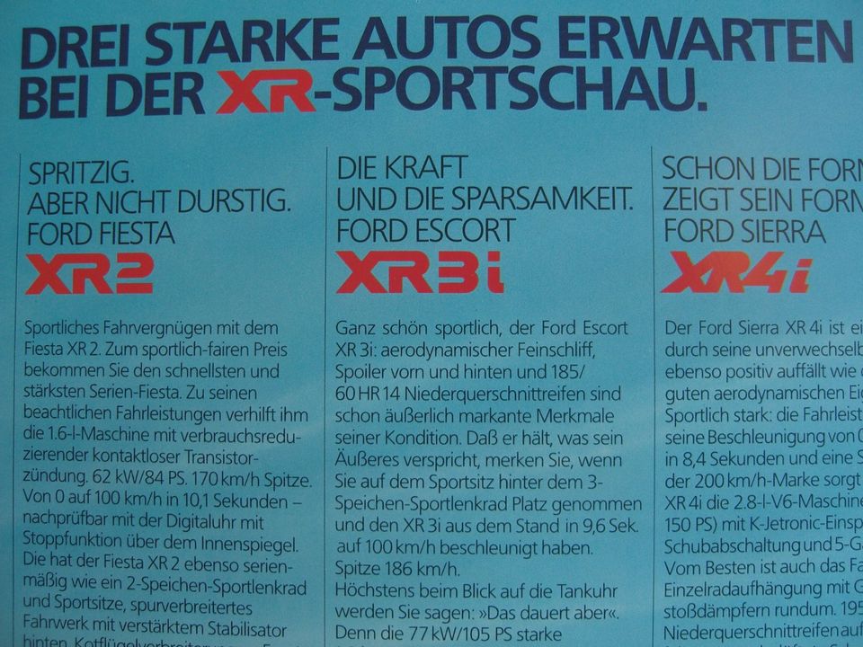Ford XR Modelle XR2 XR3i XR4i Prospekt rar Oldtimer in Villingen-Schwenningen