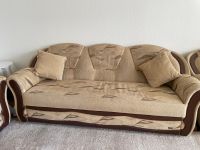 Couch Garnitur beige mit Holz-Akzenten Köln - Ostheim Vorschau