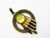 Kettenhänger Hamsa Hand 35 mm bronze grüner Cabochon 14 mm Nordrhein-Westfalen - Siegen Vorschau