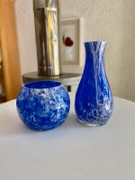 Vase aus Glas 2-teilig Dekorglas blau Deco-Glass Krosno Poland Hessen - Wölfersheim Vorschau