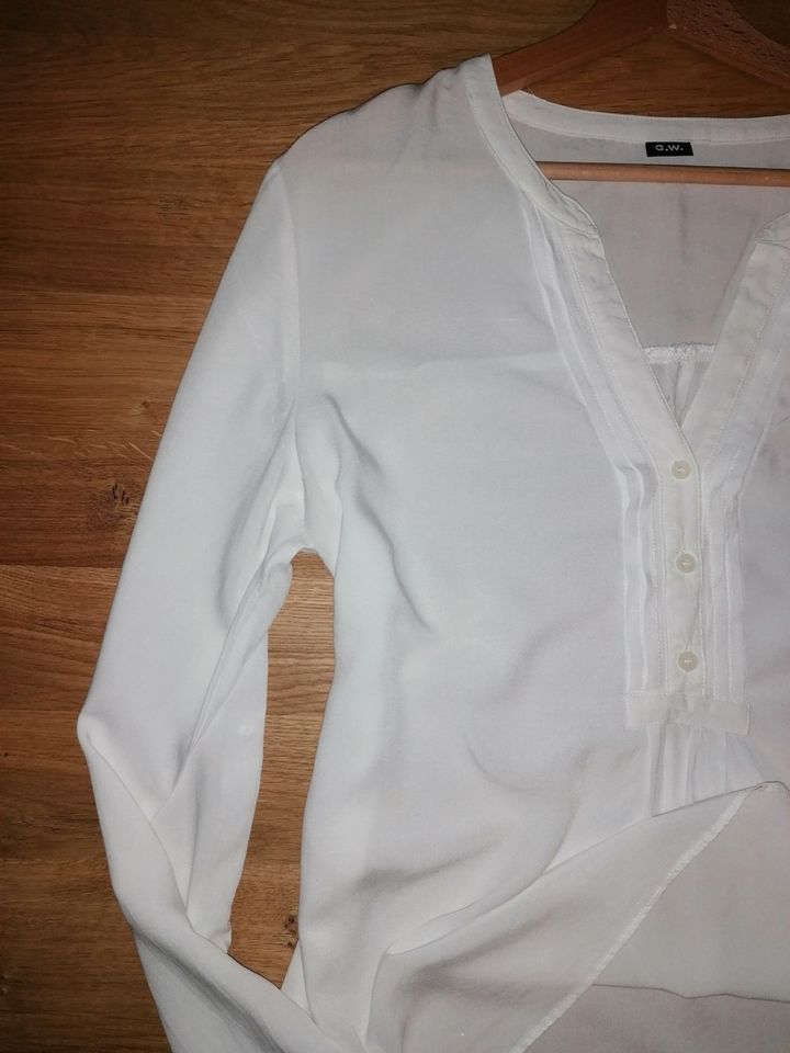 GERRY WEBER 42 XL Damen Bluse Hemd Langarm Weiß Tunika in Bielefeld