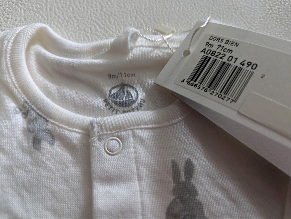 NEU Petit Bateau Strampler Schlafanzug 68 71 weiß Hase grau in Ratingen