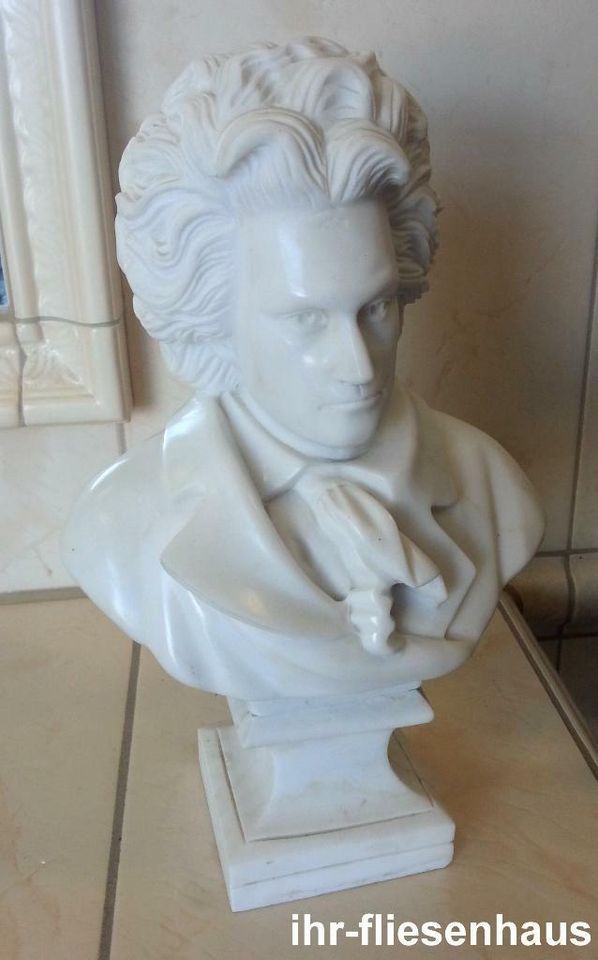 Naturstein Marmor Büste Deko Figur Statue Skulptur Beethoven weiß in Groß Schacksdorf- Simmersdorf