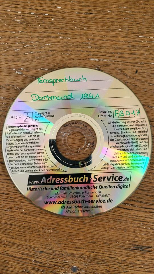 CD Fernsprechbuch Telefonbuch Dortmund  1941 in Dortmund