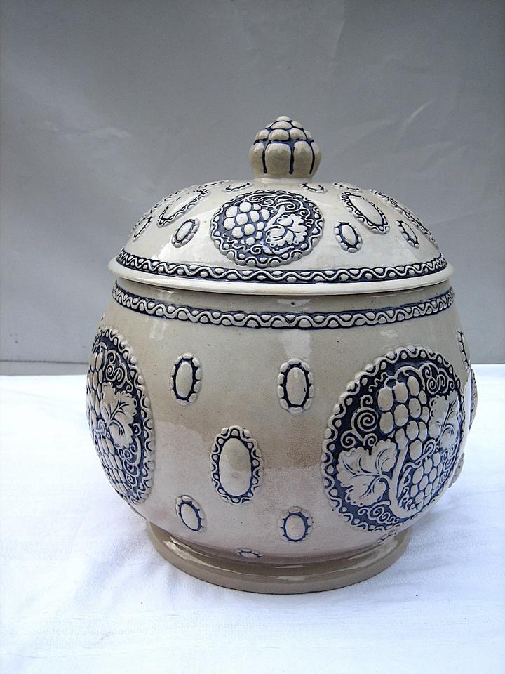 Jugendstil Keramik Bowle mit Deckel Blau-Grau 6 Liter - No 1630 - in Dortmund