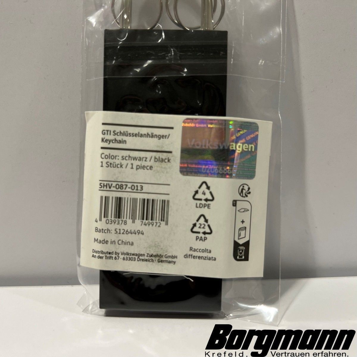 VW GTI Schild Schlüsselanhänger Neu *Borgmann*