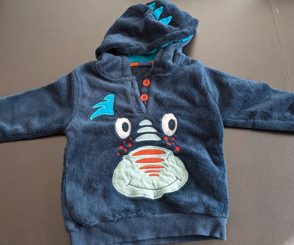 Kuschel-Kaputzen-Pullover Hoodie Drache, blau, Jungen, Gr. 86/92 in Ebersbach bei Großenhain