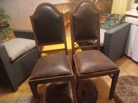 2 antike Vintage Stühle mit Leder überzogen Bayern - Nesselwang Vorschau