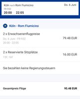2 Flugtickets für 90€ von Köln nach Rom Niedersachsen - Osnabrück Vorschau