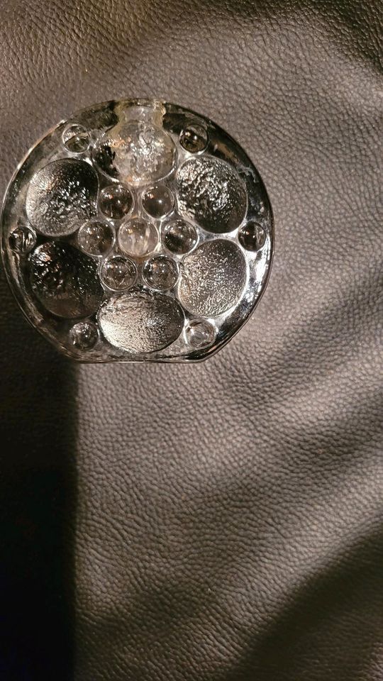 Walther Glas Blockvase, Eisglas Schaumglas, 1970er, Solifleur in Ehra-Lessien