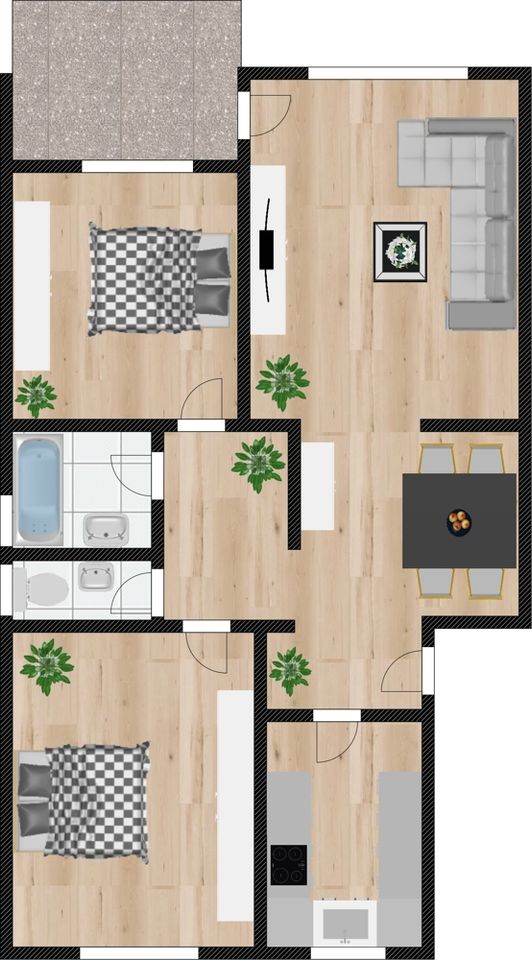 Praktische 3-Zimmer-Etagenwohnung mit zusätzlichen Kachelofen, Loggia und Festgarage in Salzweg in Salzweg