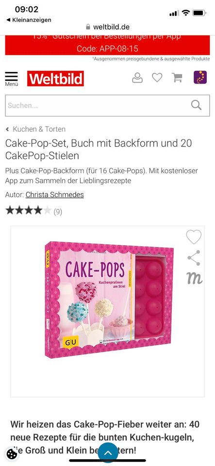 GU Cake Pops Buch mit Backform in Linsengericht