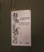 Schild Happy Easter Frohe Ostern weiß Hase Türkranz Metall Gesche Schleswig-Holstein - Christiansholm Vorschau