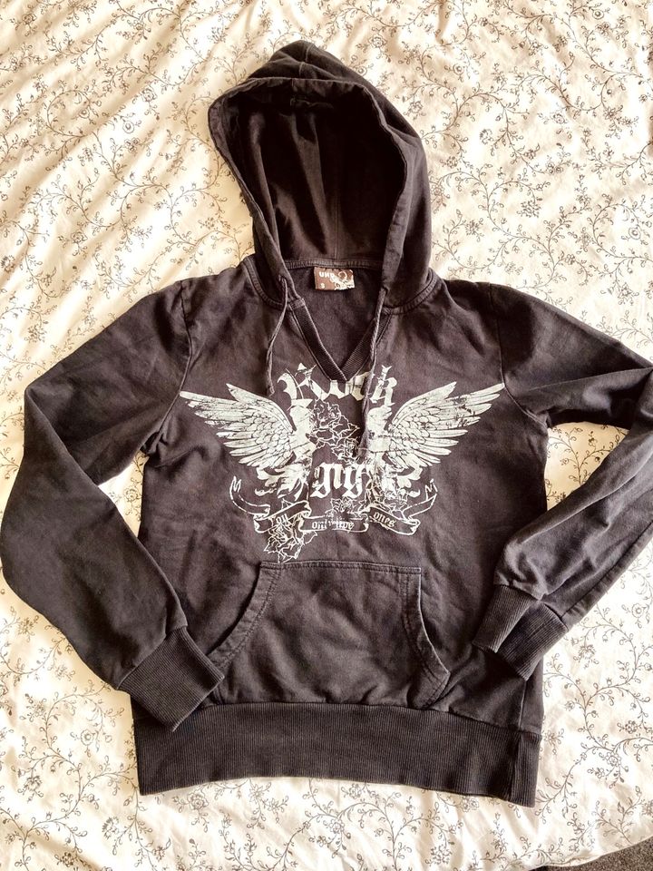 Hoodie, Kapuzenpulli, Rockangel, schwarz, Größe ca. 140 in Faßberg