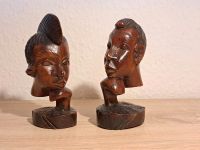 Set 2x Holzfiguren Afrika Paar Kopf Frau Mann Statue Holz Deko Rostock - Gross Klein Vorschau