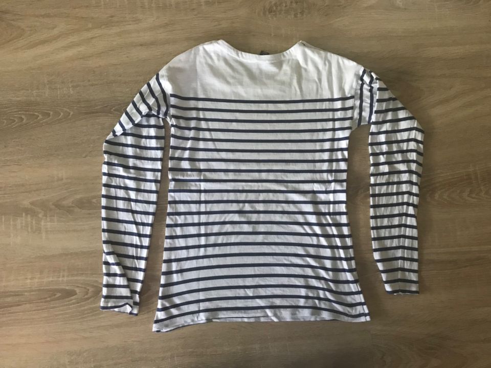 Longsleeve Zara 164 blau weiß gestreift Marinestyle in Großrinderfeld