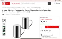 Zwei Thermobecher Edelstahl 220 ml Kaffeebecher mit Deckel Hessen - Darmstadt Vorschau