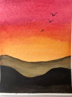 Aquarell Bild Natur Landschaft SonnenUntergang 10x15 Cm Postkarte Pankow - Prenzlauer Berg Vorschau