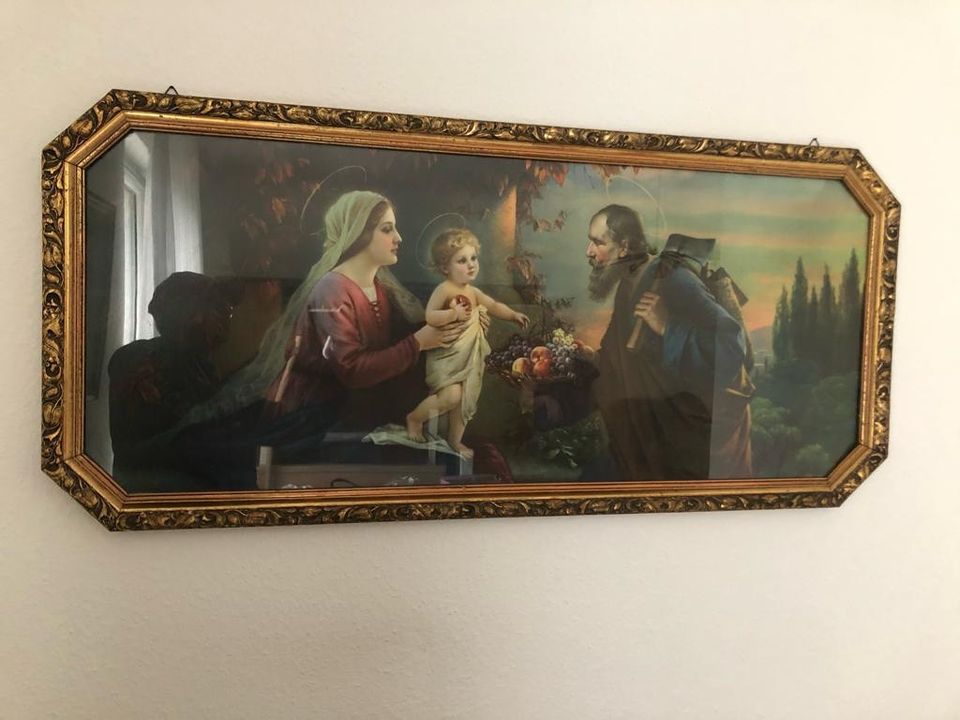 Altes Bild „Heilige Familie“ mit schönem Holzrahmen in Berlin