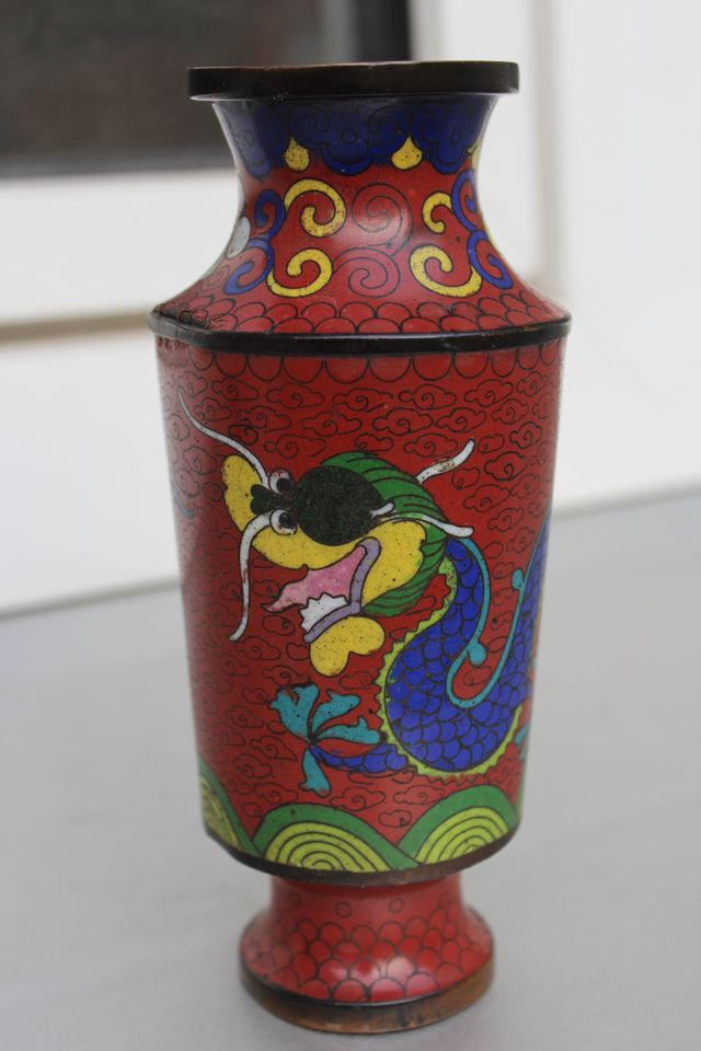 Cloisonne Vase Drache Restvergoldung China 19.Jh. in Hannover