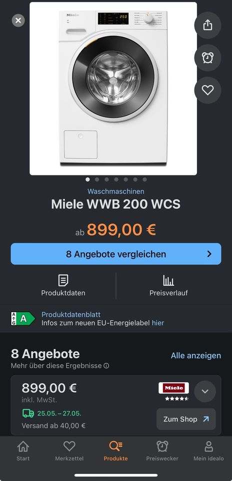 Miele WWB200 WCS 8kg W1 Waschmaschine 8 kg, 1400 U/Min., A in Frechen