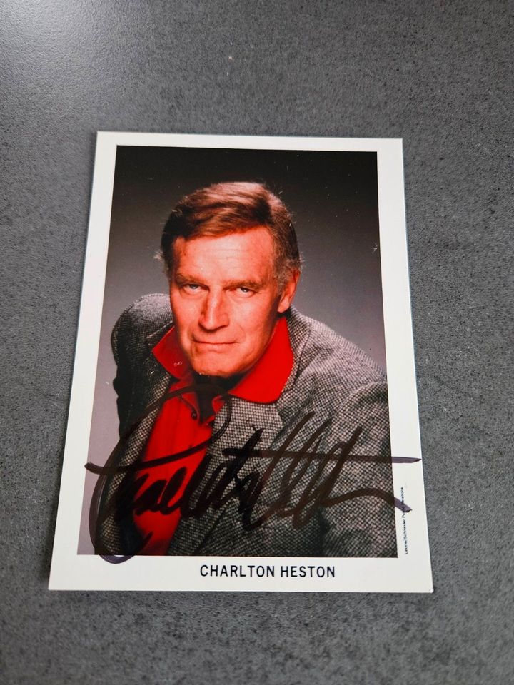 Original Charlton Heston - Autogrammkarte in Fichtenau