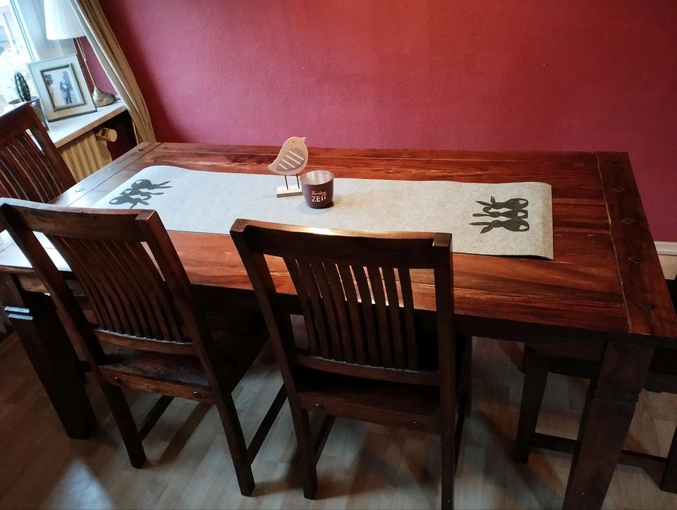 Tisch Esstisch Holztisch mit Stühlen Bank Verlängerung in Ganderkesee