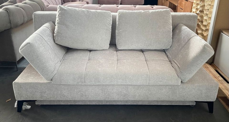 Sofa Couch Schlafsofa Bettfunktion  Schlaffunktion grau Struktur in Bielefeld